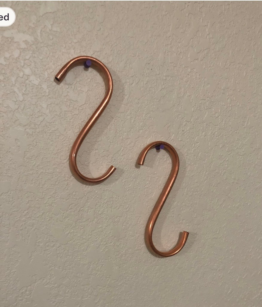 Handmade Upcycled Copper S Hooks – 6 Inch Plant Hanger, Hanging Basket Hook, Garden Decor & Wreath Hanger (2-Pack)