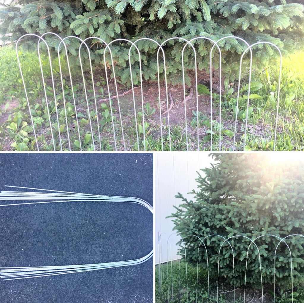 Garden Fence Hoops – Decorative Plant Border Stakes – Galvanized Steel - 18”x4” - (Set of 6)