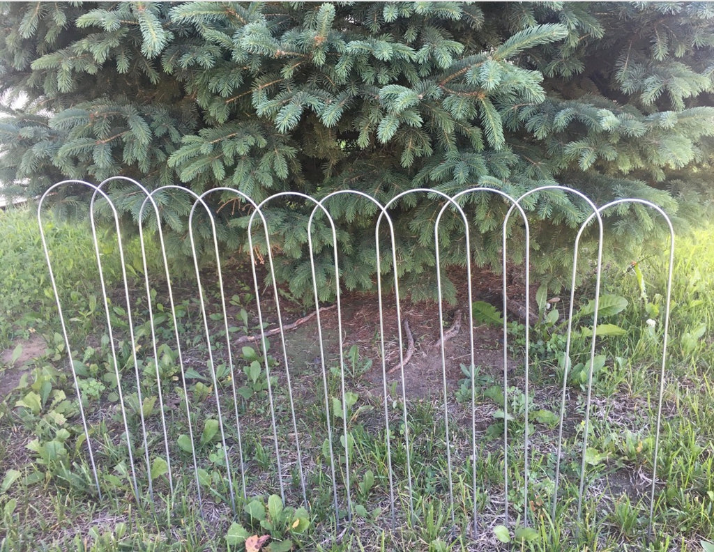 Garden Fence Hoops – Decorative Plant Border Stakes – Galvanized Steel - 18”x4” - (Set of 6)
